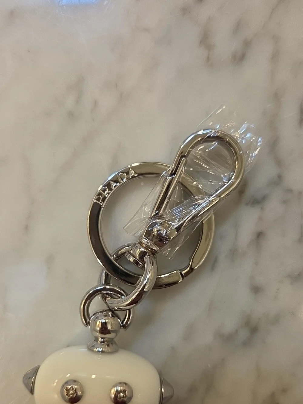 Prada Saffiano Leather Robot Keychain Key Chain Trick In SAKS NOW $775